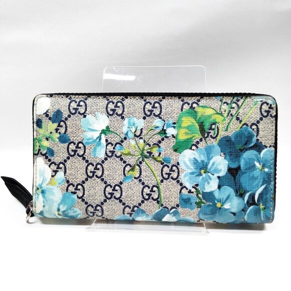 Authentic Gucci Long Wallet Navy Blue PVC mn360-122825